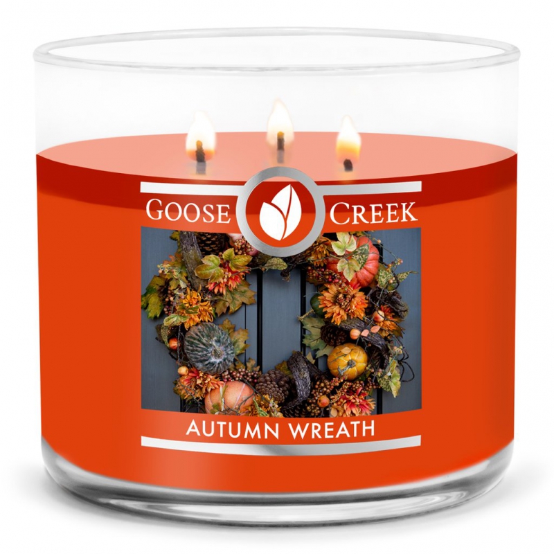 Autumn Wreath 3 Wick large GooseCreekCandles